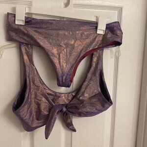 Dippin' Daisy's purple iridescent metalic bathing suit set Size M